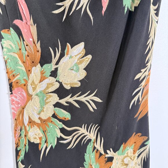 Vintage 90s Maxi Dress Floral Black Beaded Matching Scarf Fairy Feminine M - Picture 11 of 16